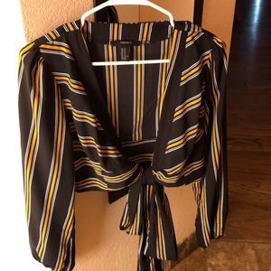 Striped tie blouse